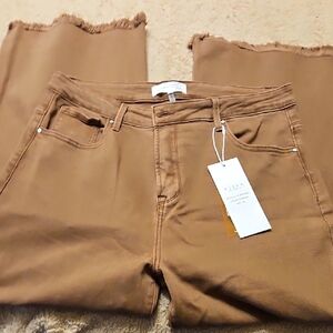 Elegant Tan Flare Jeans